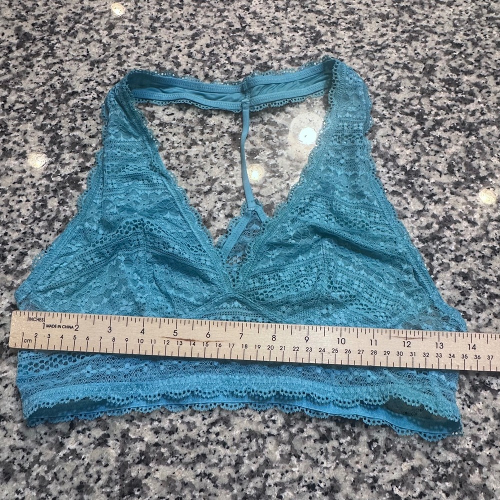 Victoria's Secret Teal Lace Halter Bralette Crop Top Bra L/G - Picture 6 of 7